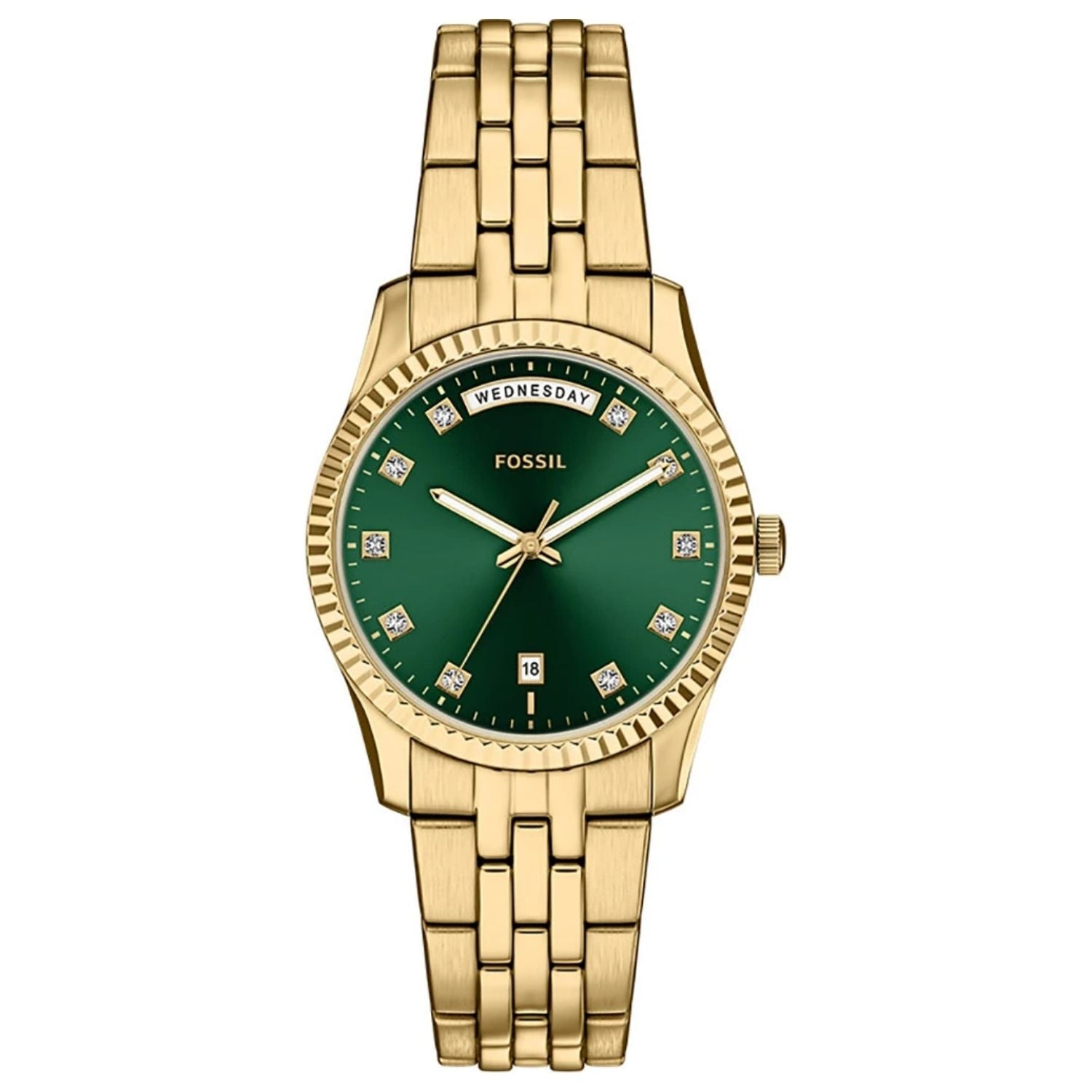 Fossil Women's Scarlette 34mm Quartz Day & Date Crystal Accented