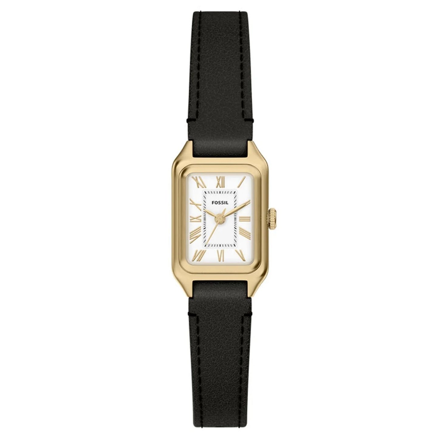 Fossil Women's Raquel 18mm Quartz Roman Numeral Rectangle Leather Strap Watch