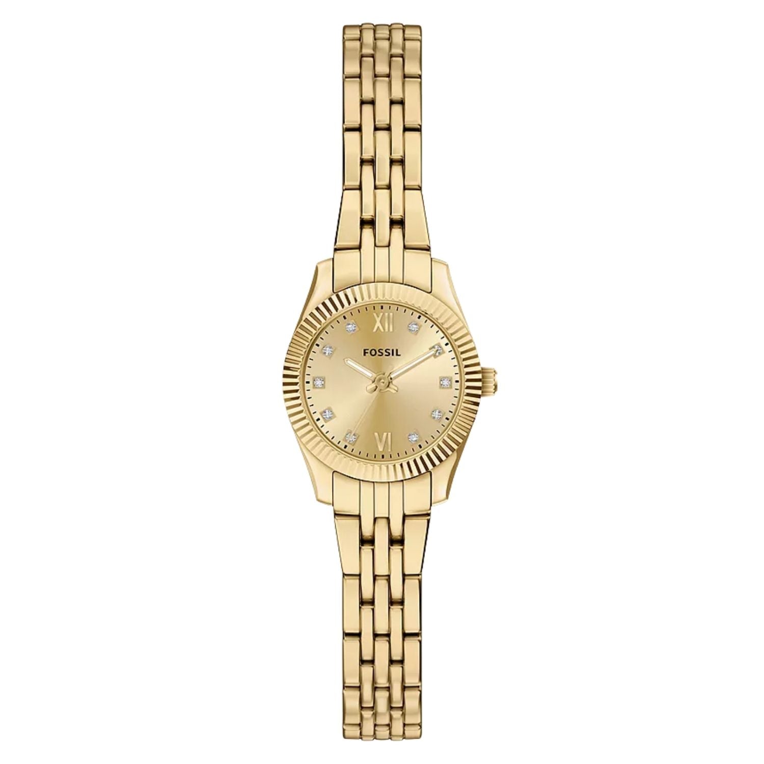 電池交換済 FOSSIL クォーツ レディース 腕時計 ゴールド ブレスレット Fossil Women's Scarlette Mini 20mm Quartz Crystal Accented