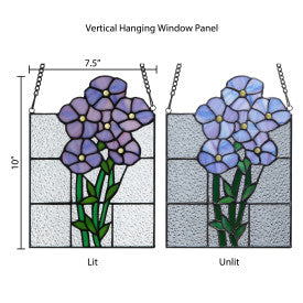 Tiffany-Style Lighting 10" Forget Me Not Flowers Stained Glass Window Panel