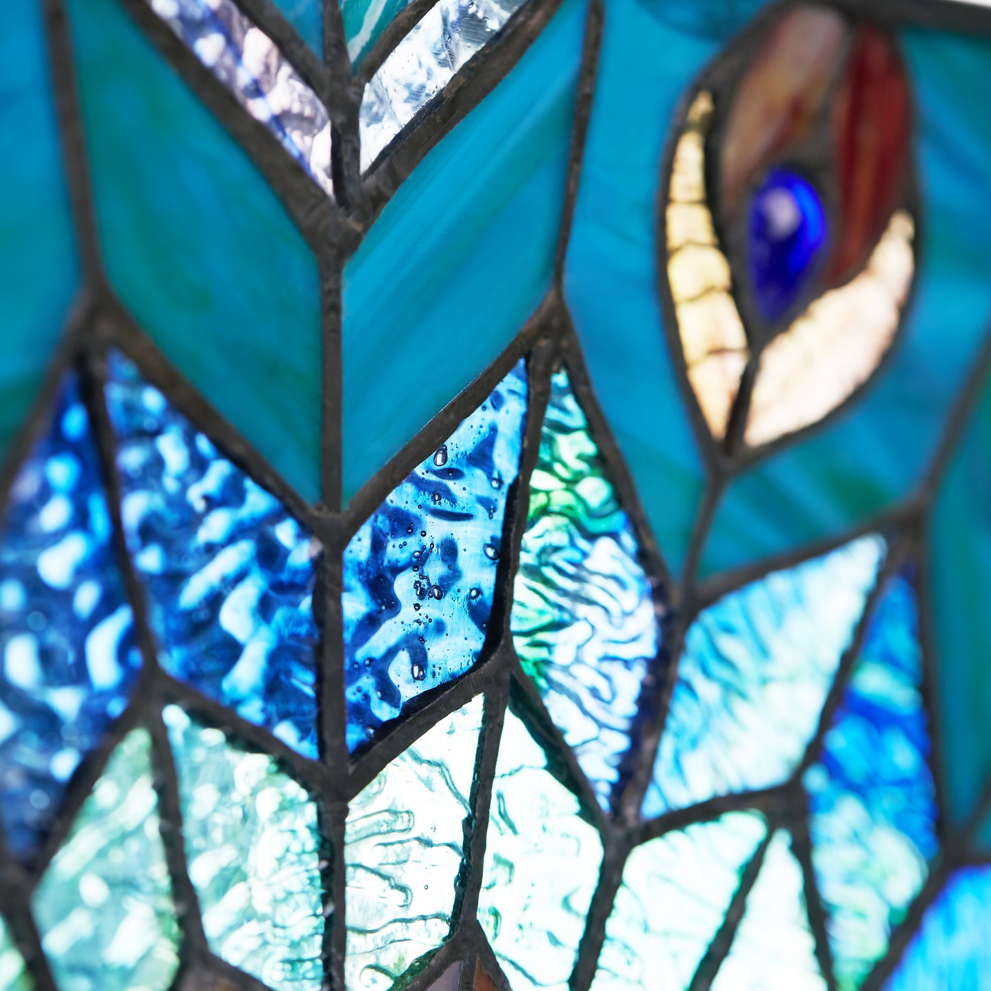 Tiffany-Style Lighting 24" Stained Glass Peacock Star Window Panel