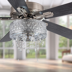 Tiffany-Style Lighting 52" Roxsie 5-Blade Crystal LED Chandelier Ceiling Fan