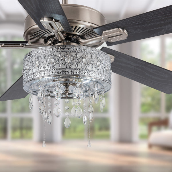 Tiffany-Style Lighting 52" Roxsie 5-Blade Crystal LED Chandelier Ceiling Fan