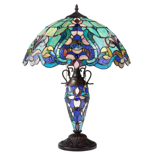 Tiffany-Style Lighting 24"H Margaret Double Lit Stained Glass Table Lamp