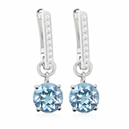 Sterling Silver Set of 3 Interchangeable Gemstone Charm Hoop Earrings