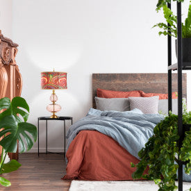 Tiffany-Style Lighting 31.5" Printed Drum Shade Geometric Glass Table Lamp