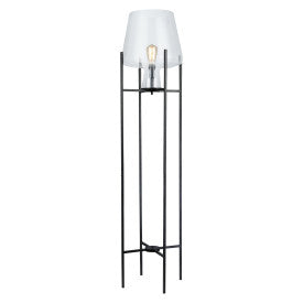 Tiffany-Style Lighting 61" Nadia Metal & Clear Glass Blown Modern Floor Lamp