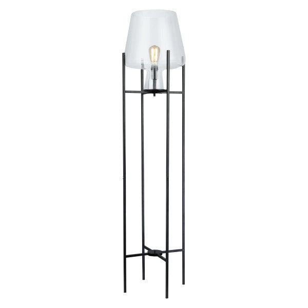 Tiffany-Style Lighting 61" Nadia Metal & Clear Glass Blown Modern Floor Lamp