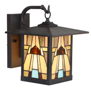 Tiffany-Style Lighting Natural Stained Glass and Oil Rubbed Bronze 1-Light Outdoor Lantern Wall Sconce