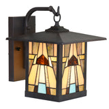 Tiffany-Style Lighting Natural Stained Glass and Oil Rubbed Bronze 1-Light Outdoor Lantern Wall Sconce