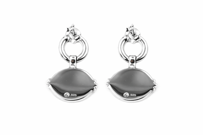 Sterling Silver 8x6mm Oval Sleeping Beauty Turq East-West Hoop Drop Earrings