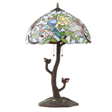 Tiffany-Style Lighting 25" Phylicia Multicolored Dome Shaped Stained Glass Table Lamp with Novelty Base