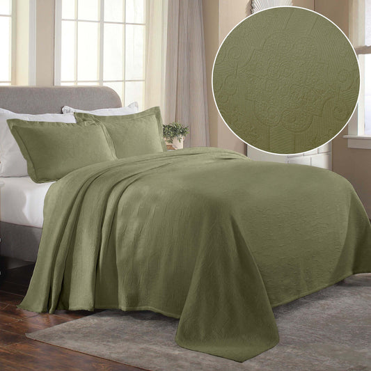 Superior "Florin" Jacquard 
Medallion Scalloped Edges 
Cotton Bedspread Set