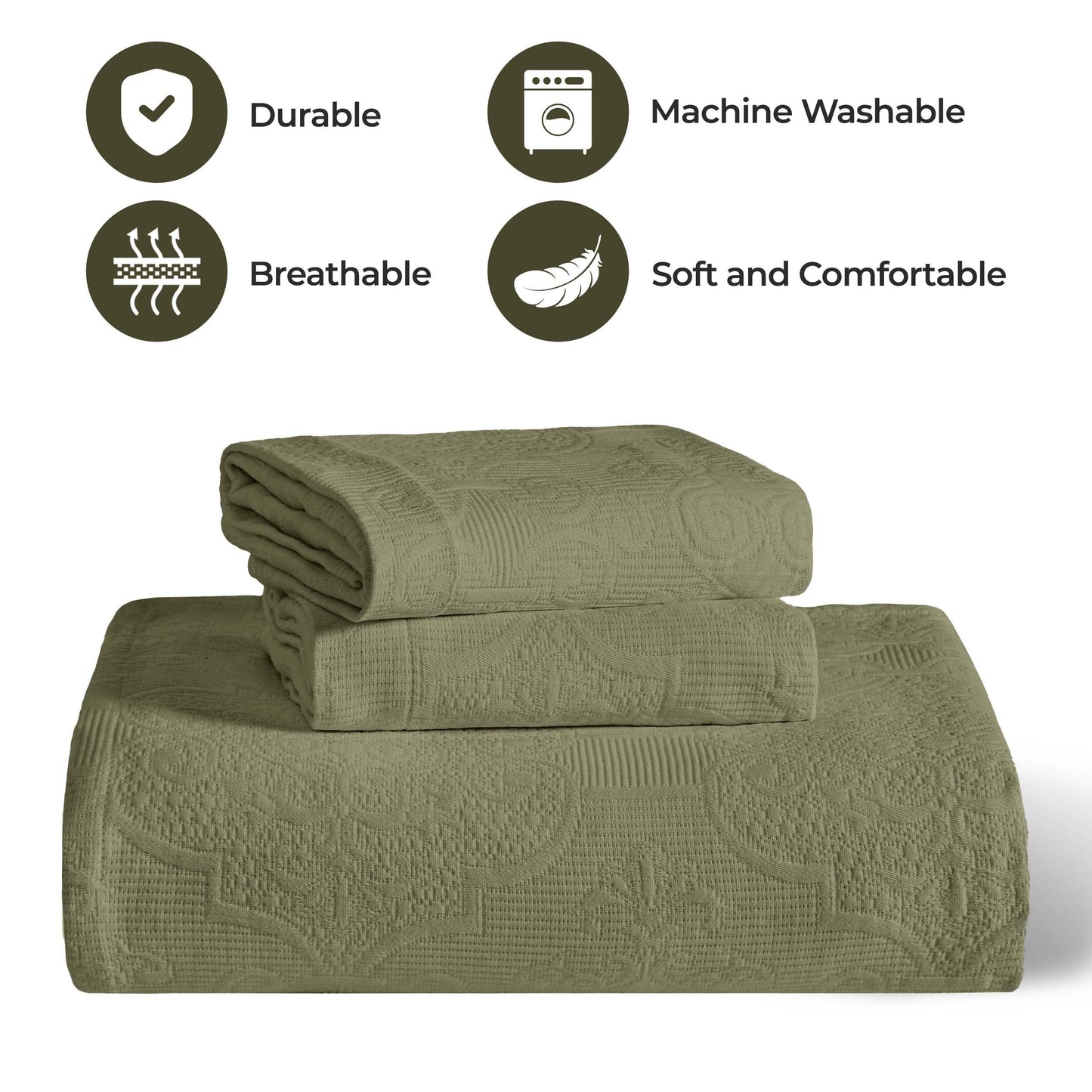 Superior "Florin" Jacquard 
Medallion Scalloped Edges 
Cotton Bedspread Set