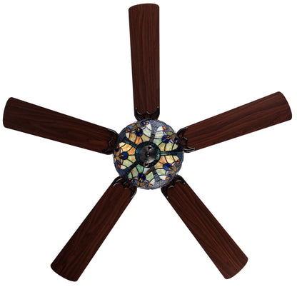 Tiffany-Style Lighting 52" LED Stained Glass Halston Ceiling Fan with Remote Control