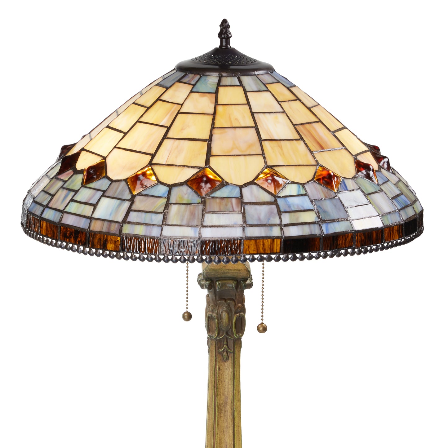 Tiffany-Style Lighting 26.75" Margriet Stained Glass Dome Shade Candlestick Table Lamp