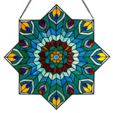 Tiffany-Style Lighting 24" Stained Glass Peacock Star Window Panel