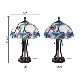 Tiffany-Style Lighting 24.75" Tula Bowl Shade Stained Glass Table Lamp