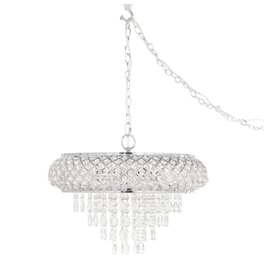 Tiffany-Style Lighting 14.25" Clear & Chrome Tiered Glass Hanging Chandelier