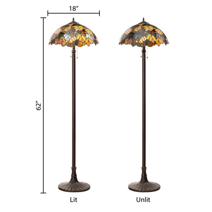 Tiffany-Style Lighting 62" Juliet Multicolored Stained Glass Bowl Shade Candlestick Floor Lamp