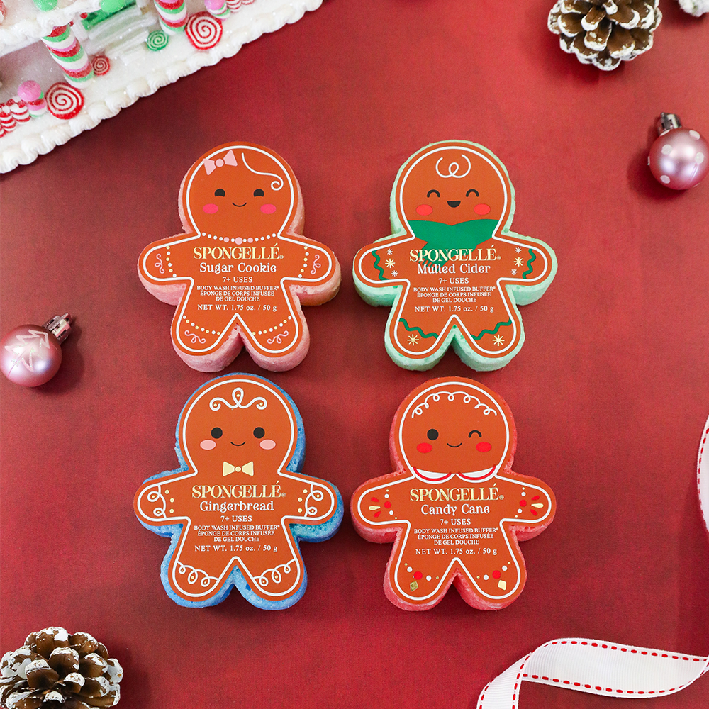 Spongellé Holiday Gingerbread Multi-Use Assorted Body Wash Infused Buffer Pack