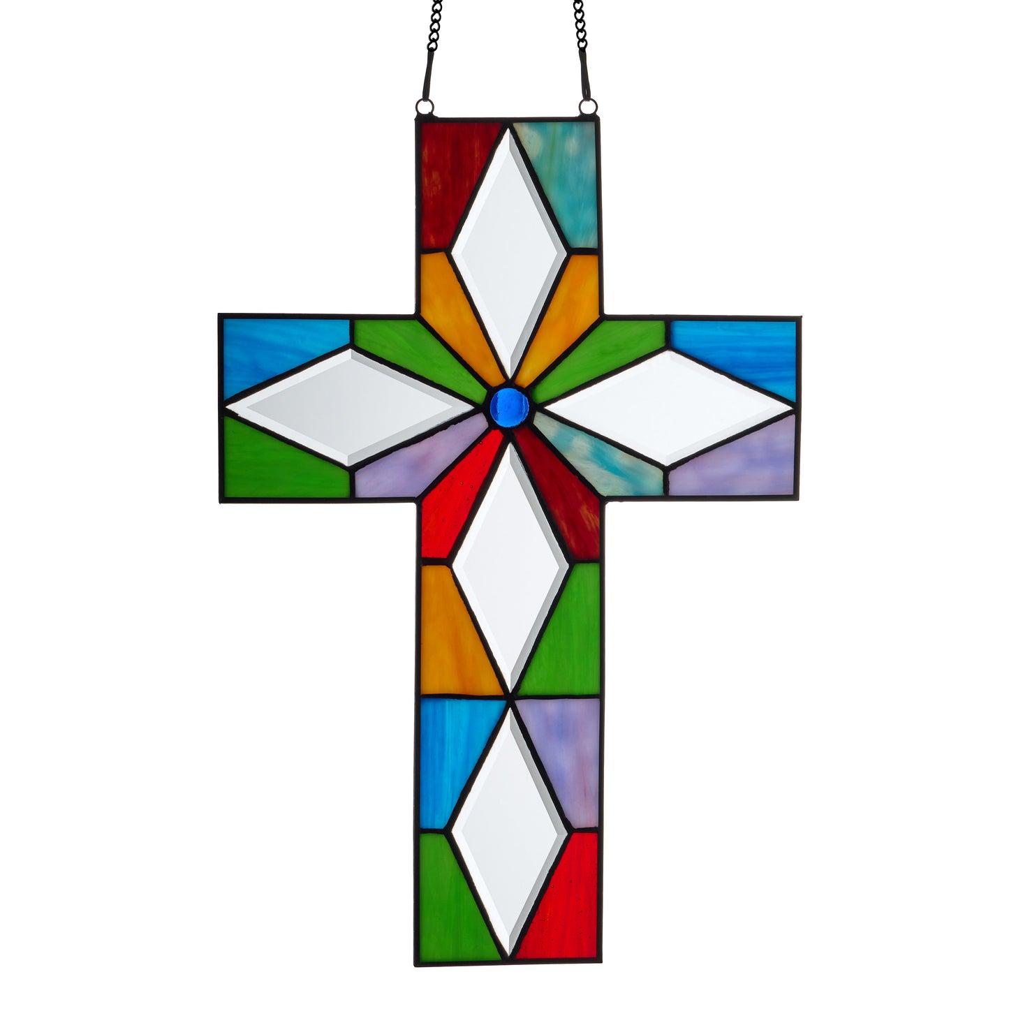 Tiffany-Style Lighting 15" Cross Stained Glass Window Panel