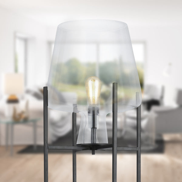 Tiffany-Style Lighting 61" Nadia Metal & Clear Glass Blown Modern Floor Lamp