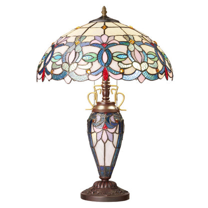 Tiffany-Style Lighting 24.5" Victorian Double Lit Stained Glass Table Lamp
