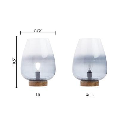 Tiffany-Style Lighting 10.5" Briggs Ombre Globe-Like Accent Lamp with Mango Wood Base