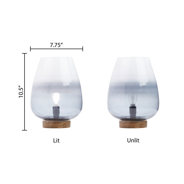 Tiffany-Style Lighting 10.5" Briggs Ombre Globe-Like Accent Lamp with Mango Wood Base