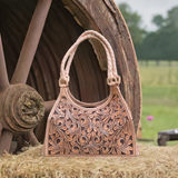 ALLE Handbags Luna Hand-Tooled Leather Hobo Bag