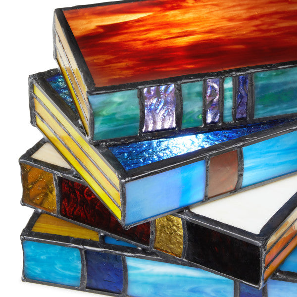 Tiffany-Style Lighting 5.75" Multi-Colored Book Stack Stained Glass Accent Lamp