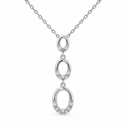 Sterling Silver 0.10ctw Diamond Graduated Oval Drop Pendant with Chain