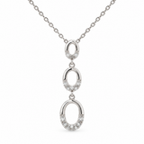 Sterling Silver 0.10ctw Diamond Graduated Oval Drop Pendant with Chain