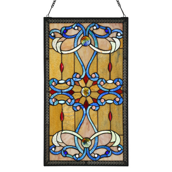 Tiffany-Style Lighting 26" Victorian-Inspired Stained Glass Window Panel