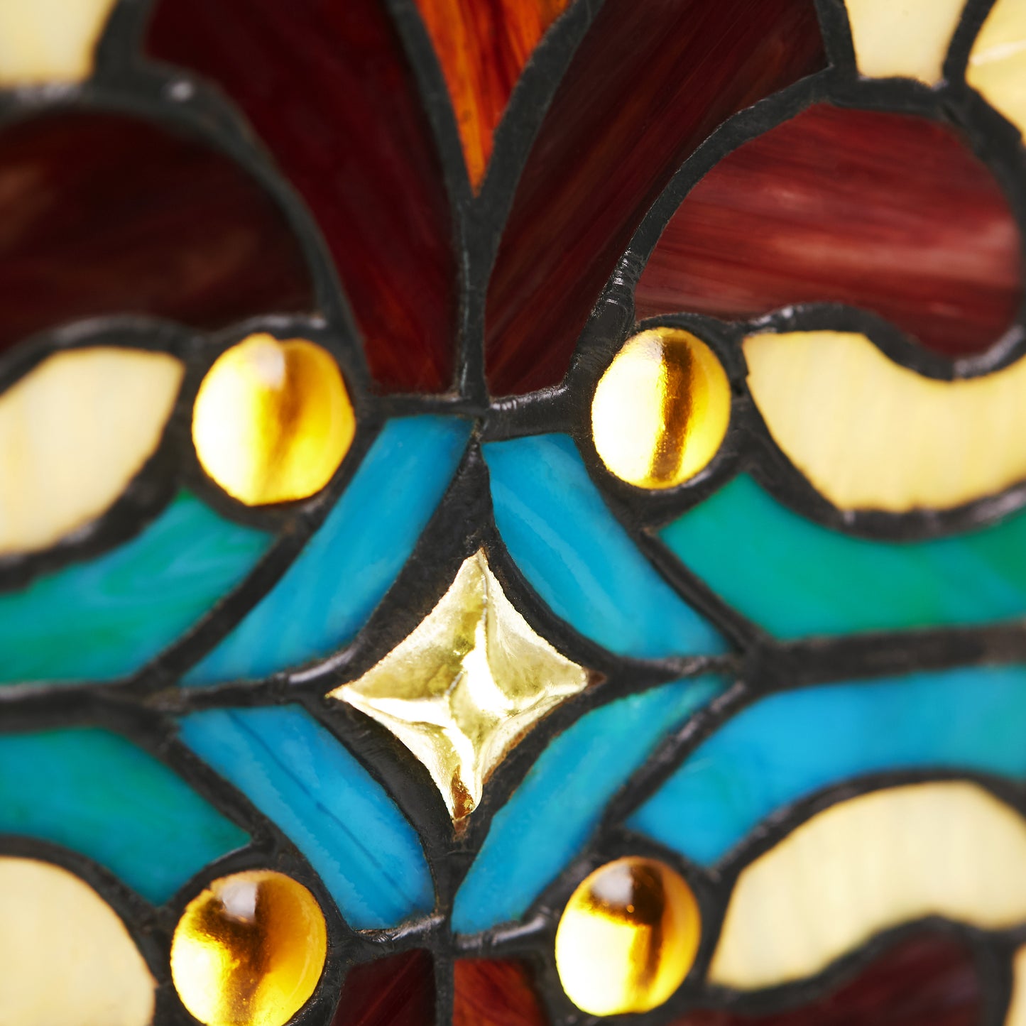 Tiffany-Style Lighting 36" Victorian Stained Glass Fleur De Lis Window Panel