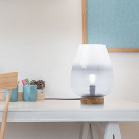 Tiffany-Style Lighting 10.5" Briggs Ombre Globe-Like Accent Lamp with Mango Wood Base