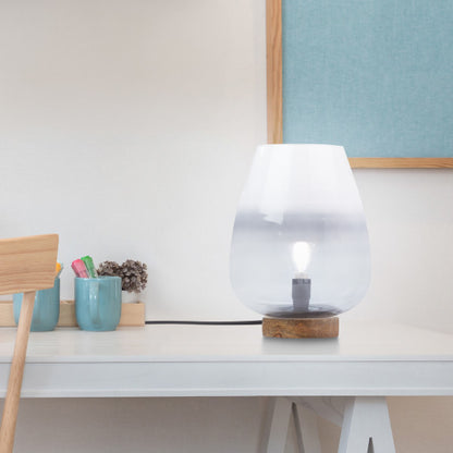 Tiffany-Style Lighting 10.5" Briggs Ombre Globe-Like Accent Lamp with Mango Wood Base