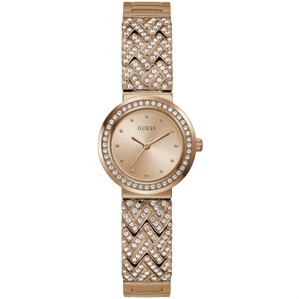 Guess Women's 28mm Treasure Quartz Crystal Accented Cuff Bracelet Watch
