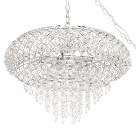 Tiffany-Style Lighting 14.25" Clear & Chrome Tiered Glass Hanging Chandelier