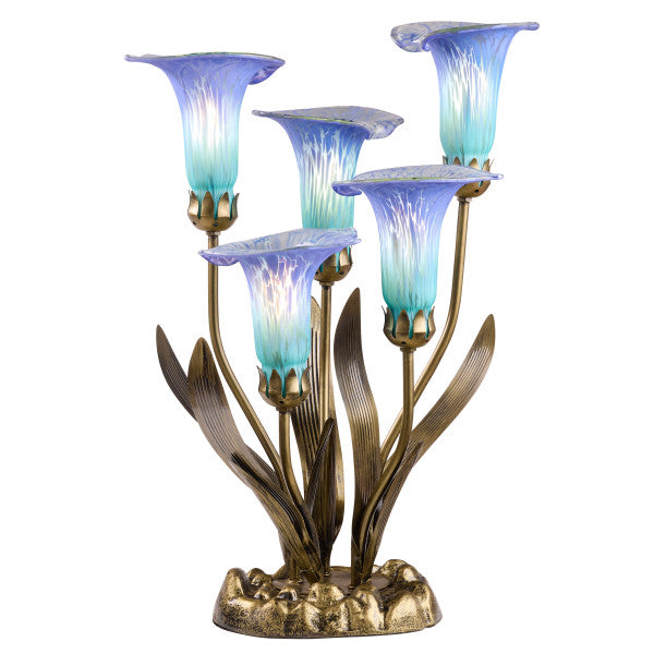 Tiffany-Style Lighting 20"H Hand Blown Glass 5 Calla Lily Uplight Accent Lamp