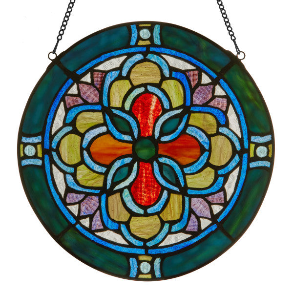 Tiffany-Style Lighting 12"H Tiffany-Style Geometric Stained Glass Window Panel