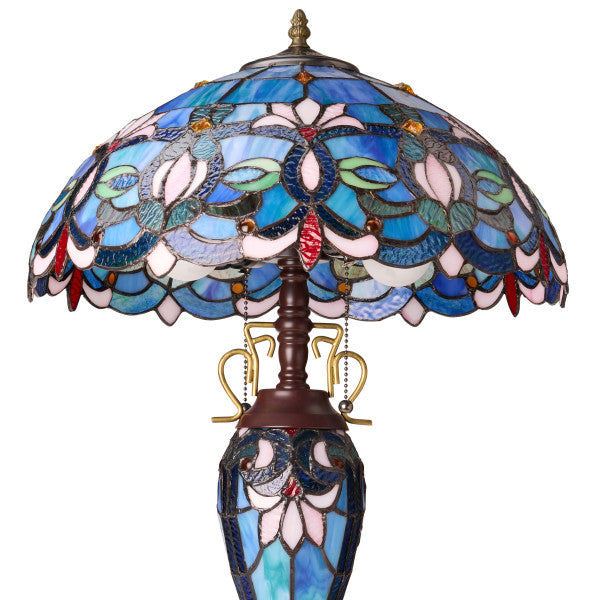 Tiffany-Style Lighting 24.5" Victorian Double Lit Stained Glass Table Lamp