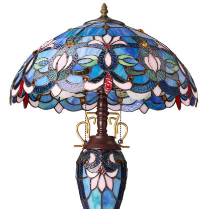 Tiffany-Style Lighting 24.5" Victorian Double Lit Stained Glass Table Lamp