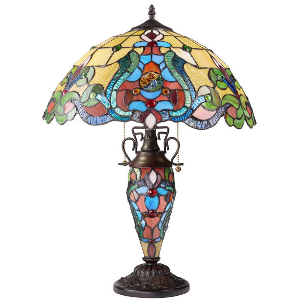 Tiffany-Style Lighting 24"H Margaret Double Lit Stained Glass Table Lamp