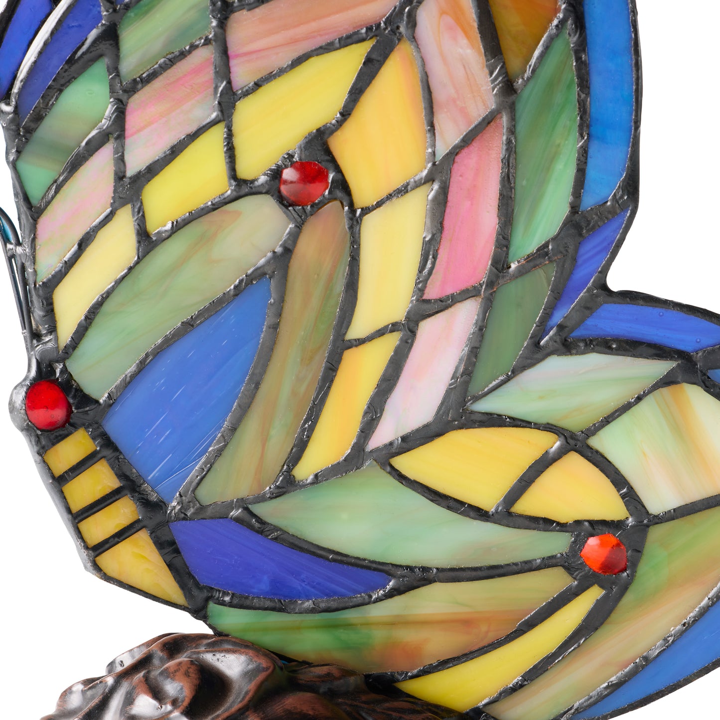 Tiffany-Style Lighting 9.5" Stained Glass Butterfly Wings Accent Lamp