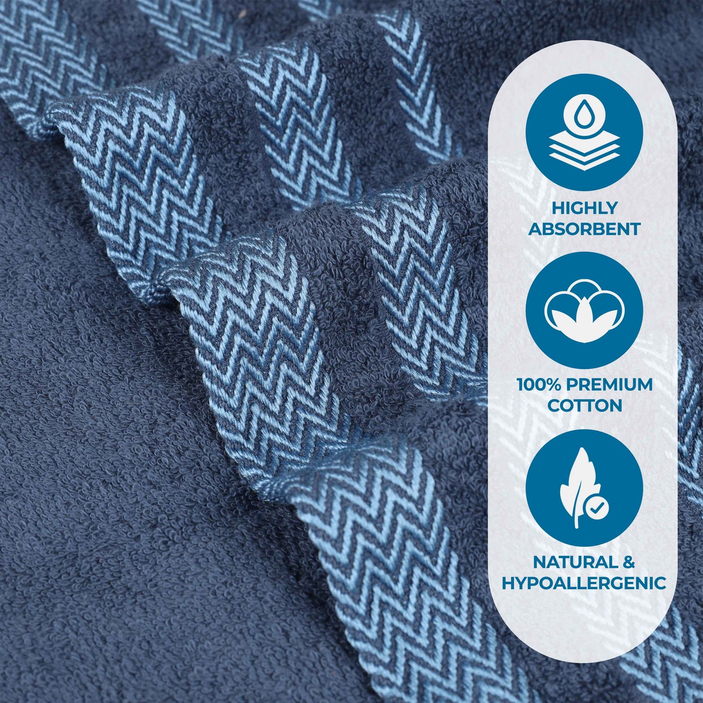 Superior "Hays" 100% Cotton Textured Set of 2 Bath Towels