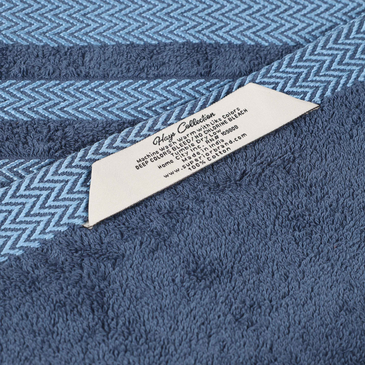 Superior "Hays" 100% Cotton Textured Set of 2 Bath Towels