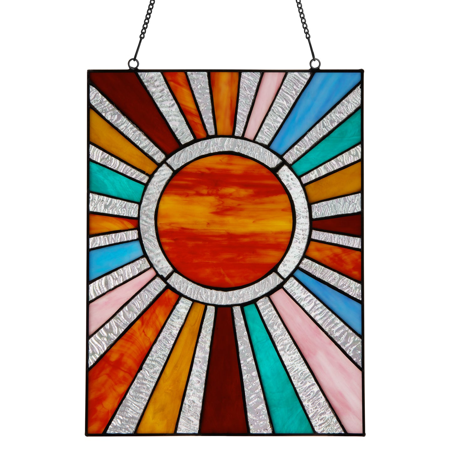 Tiffany-Style Lighting 14.5" Lila Multicolor Sunburst Stained Glass Window Panel