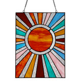 Tiffany-Style Lighting 14.5" Lila Multicolor Sunburst Stained Glass Window Panel